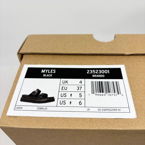 NwOpBx Dr Martens Myles Brando Sandals Slides Women US 6 Leather Buckle Platform - Picture 9 of 9